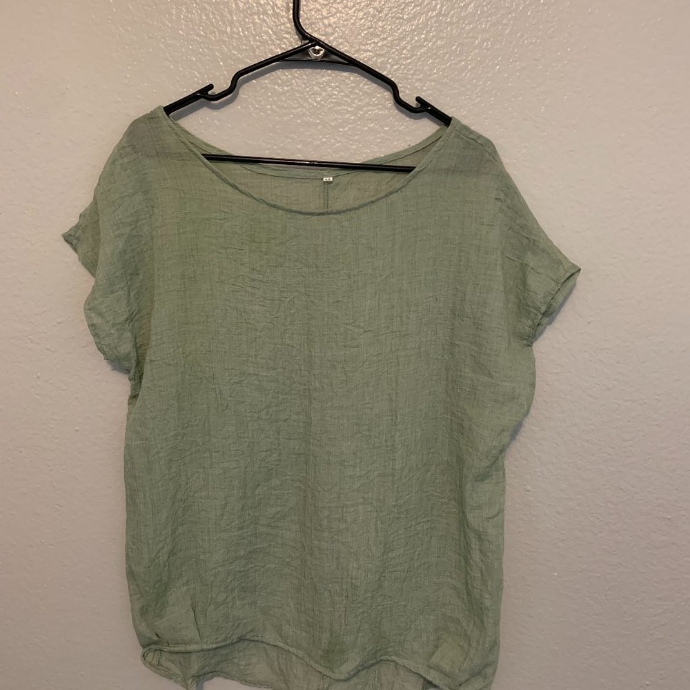 Sage Green Linen Top